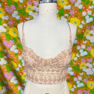 Tampa tan colored beaded corset crop top size large